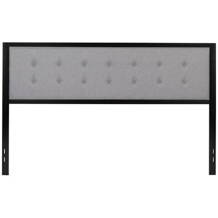 Flash Furniture King Tufted Metal Headboard in Light Gray Fabric HG-HB1725-K-LG-GG